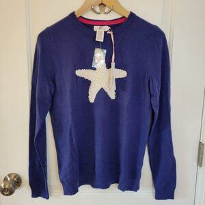 NWT Vineyard Vines Commodore Blue Starfish Sweater S cashmere blend